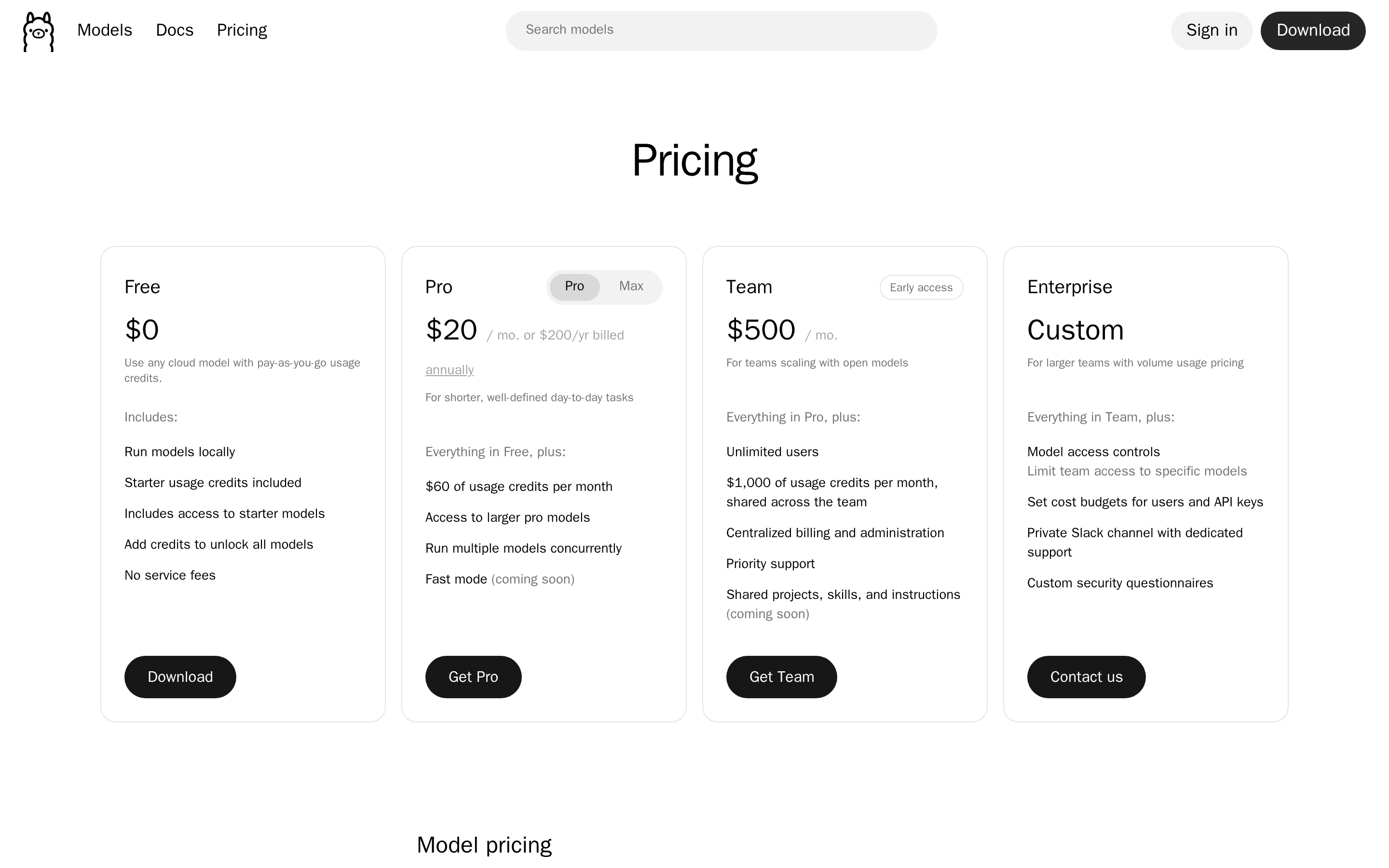 Ollama — pricing