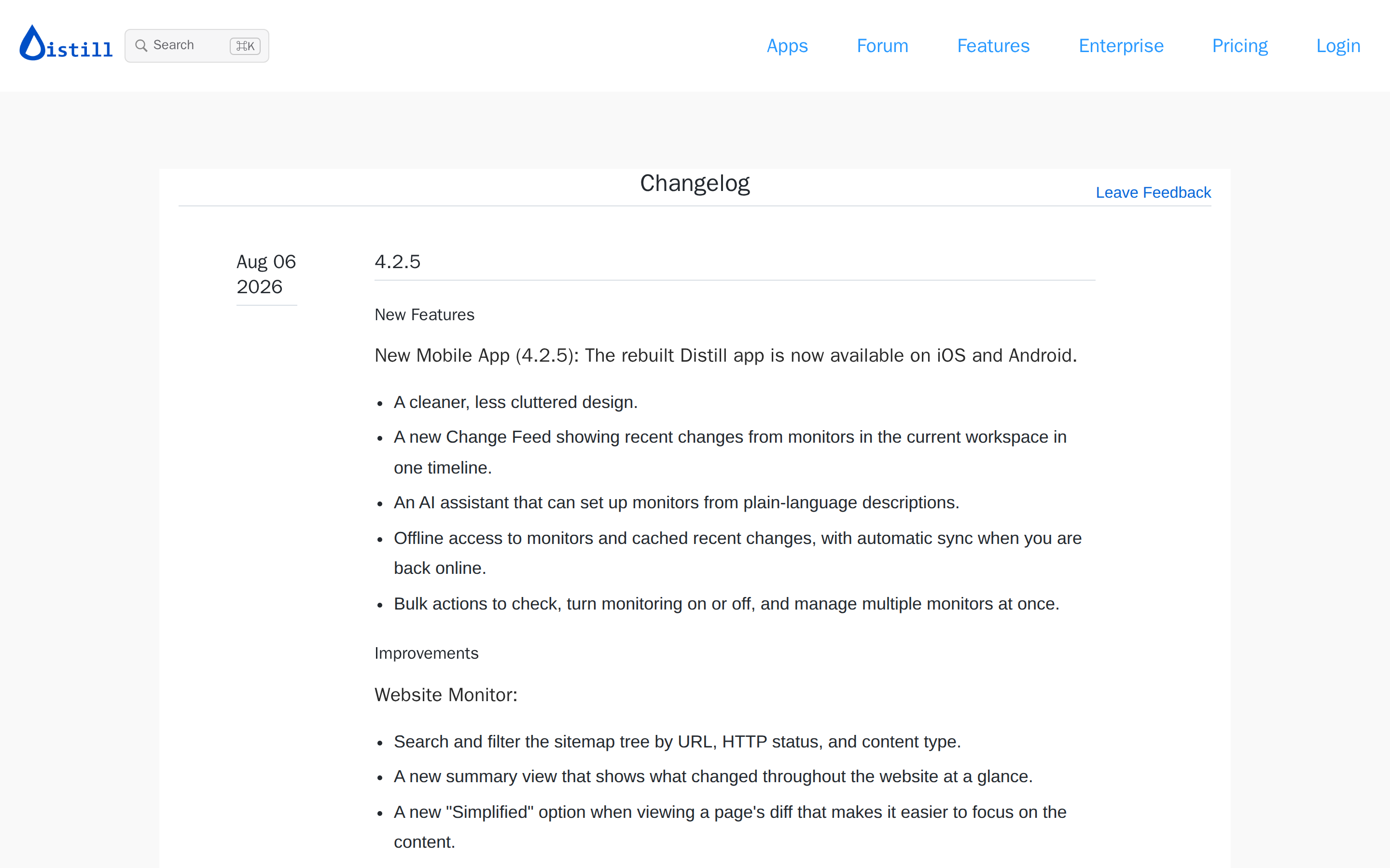 Distill — changelog