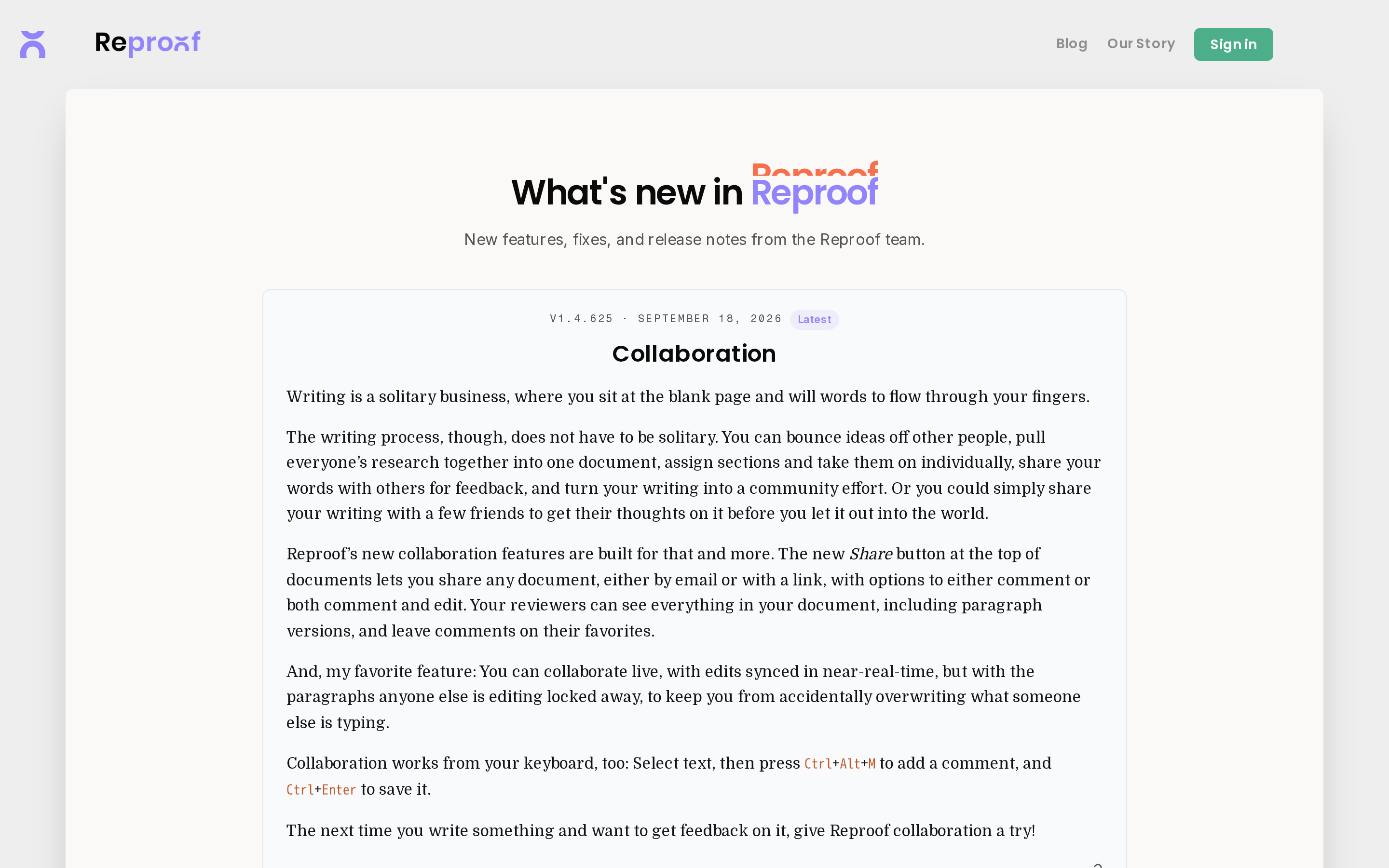 Reproof — changelog