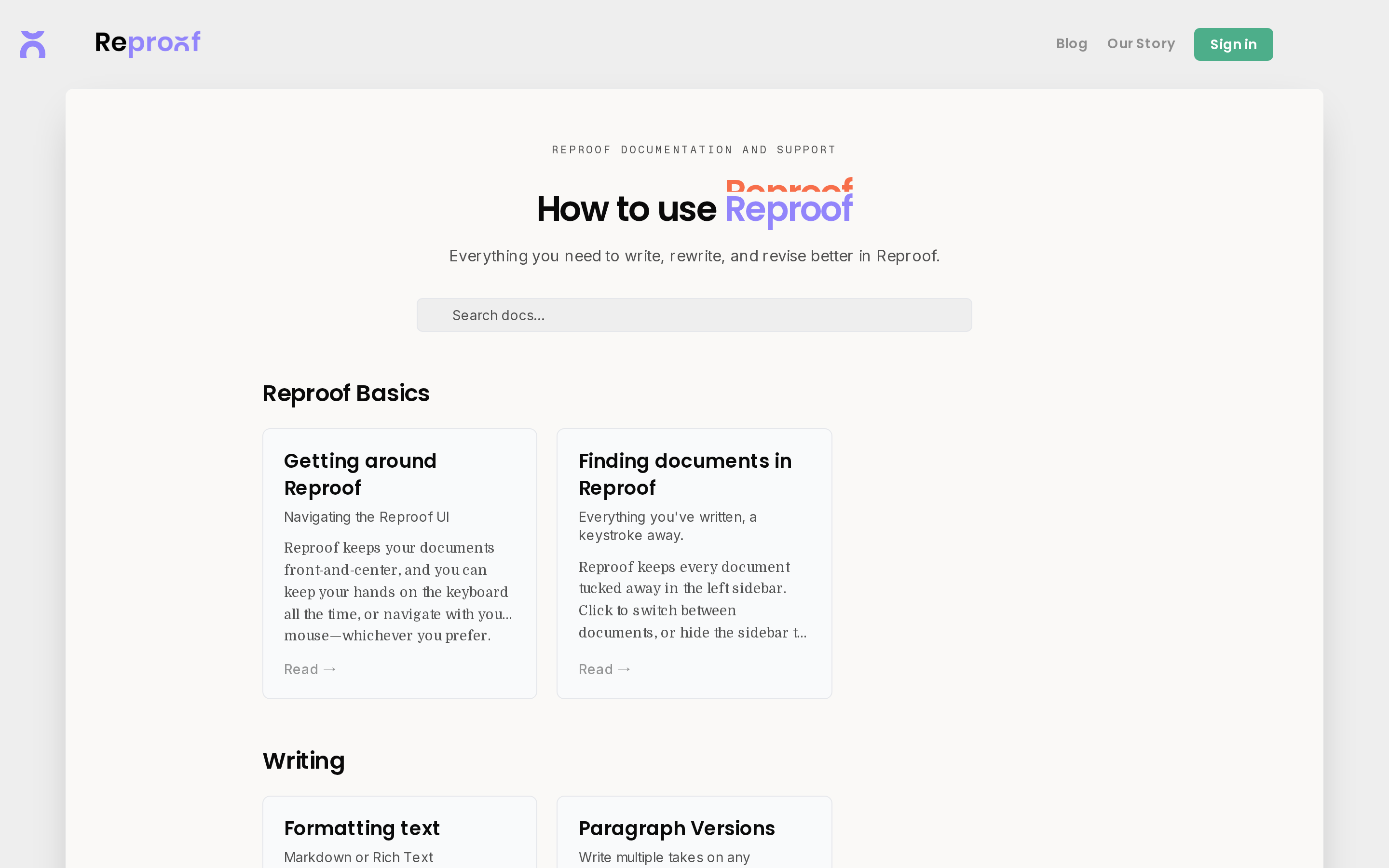Reproof — docs