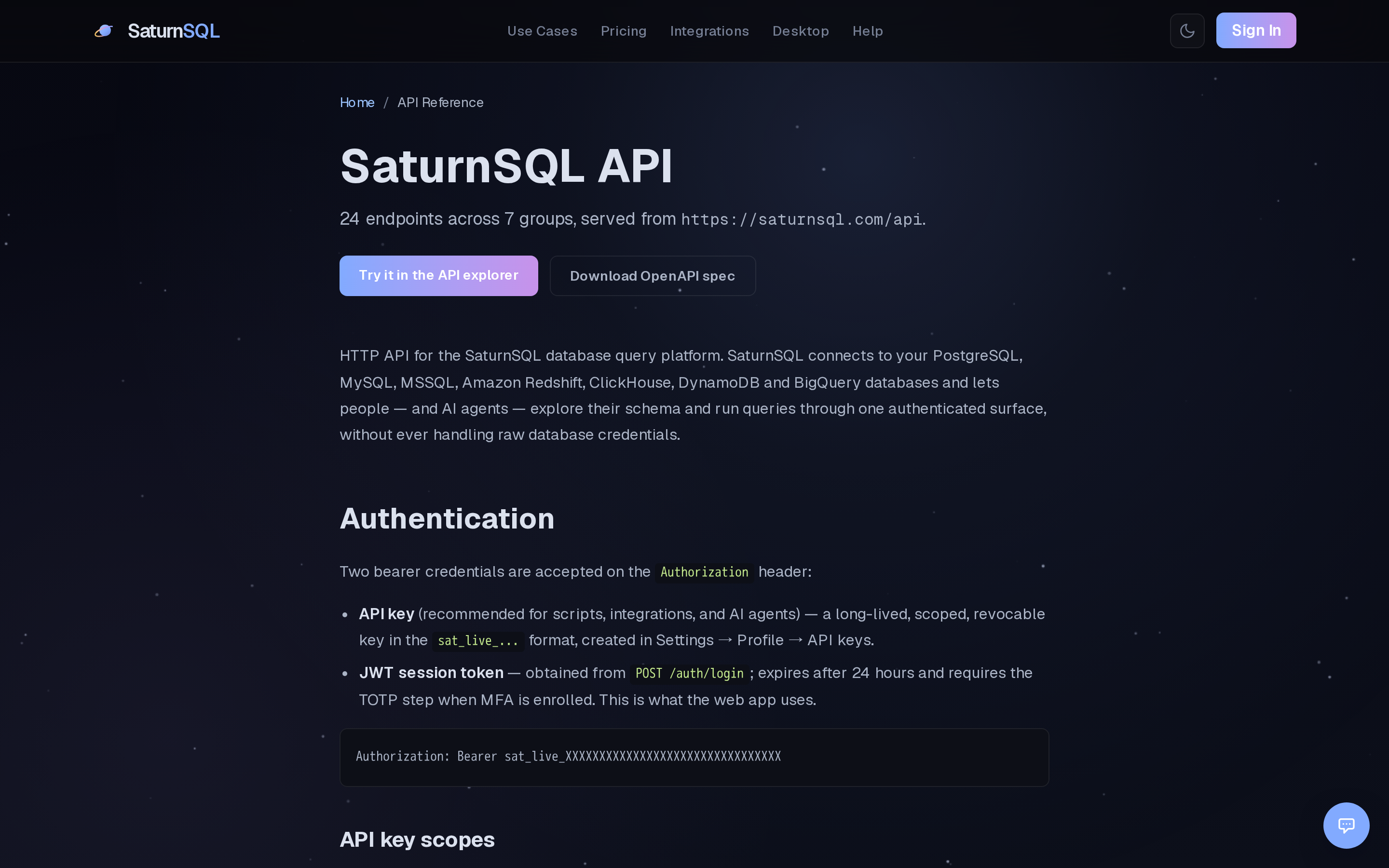SaturnSQL — docs