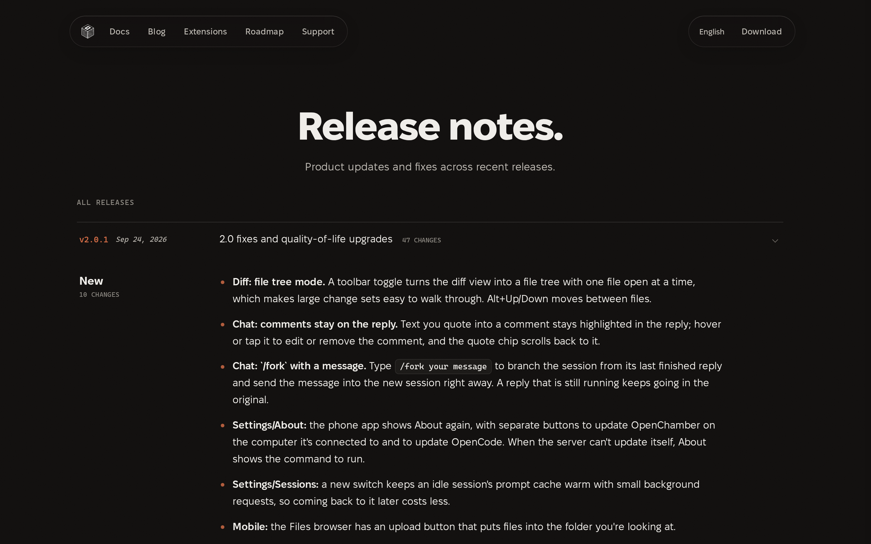 OpenChamber — changelog