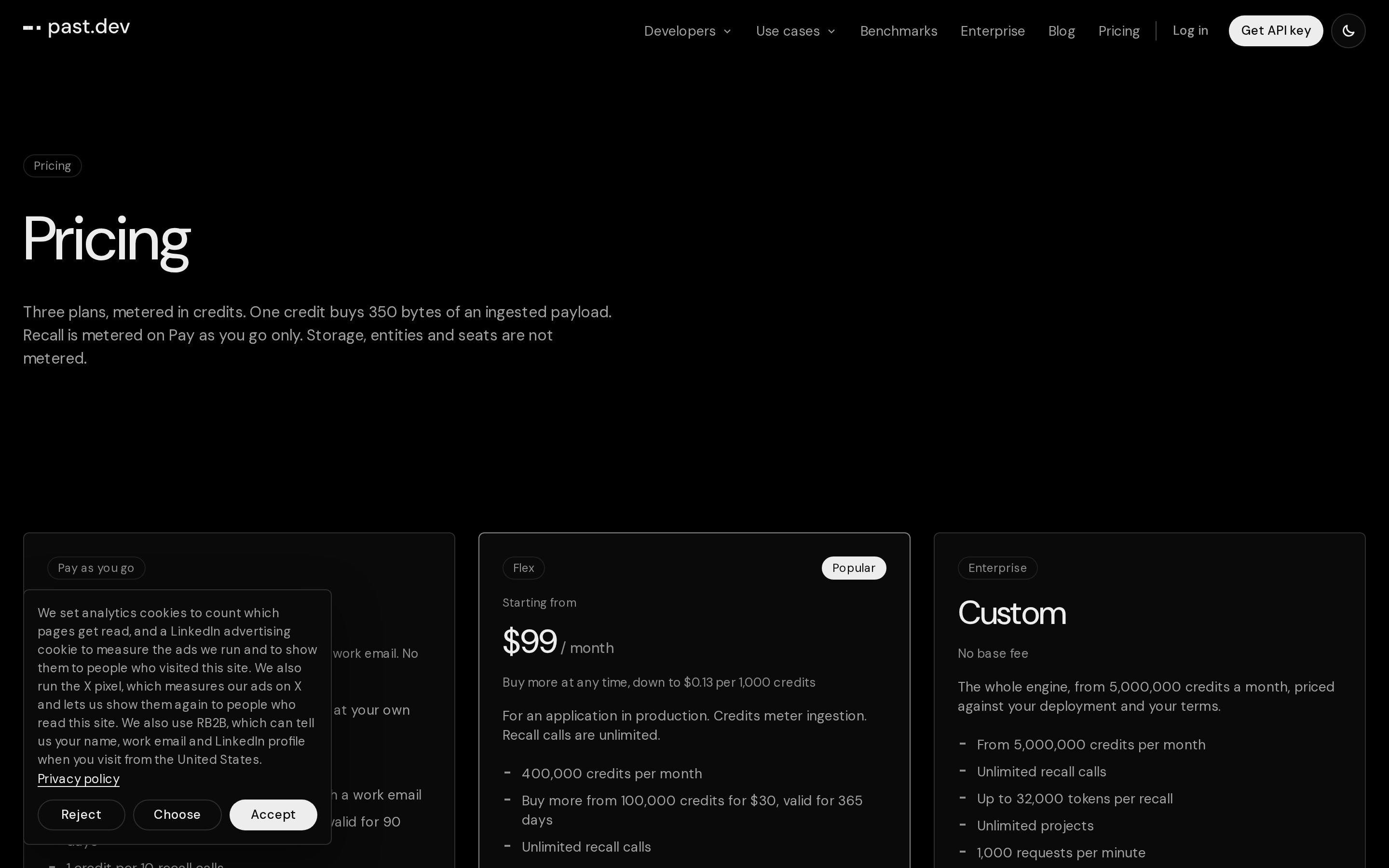 past.dev — pricing