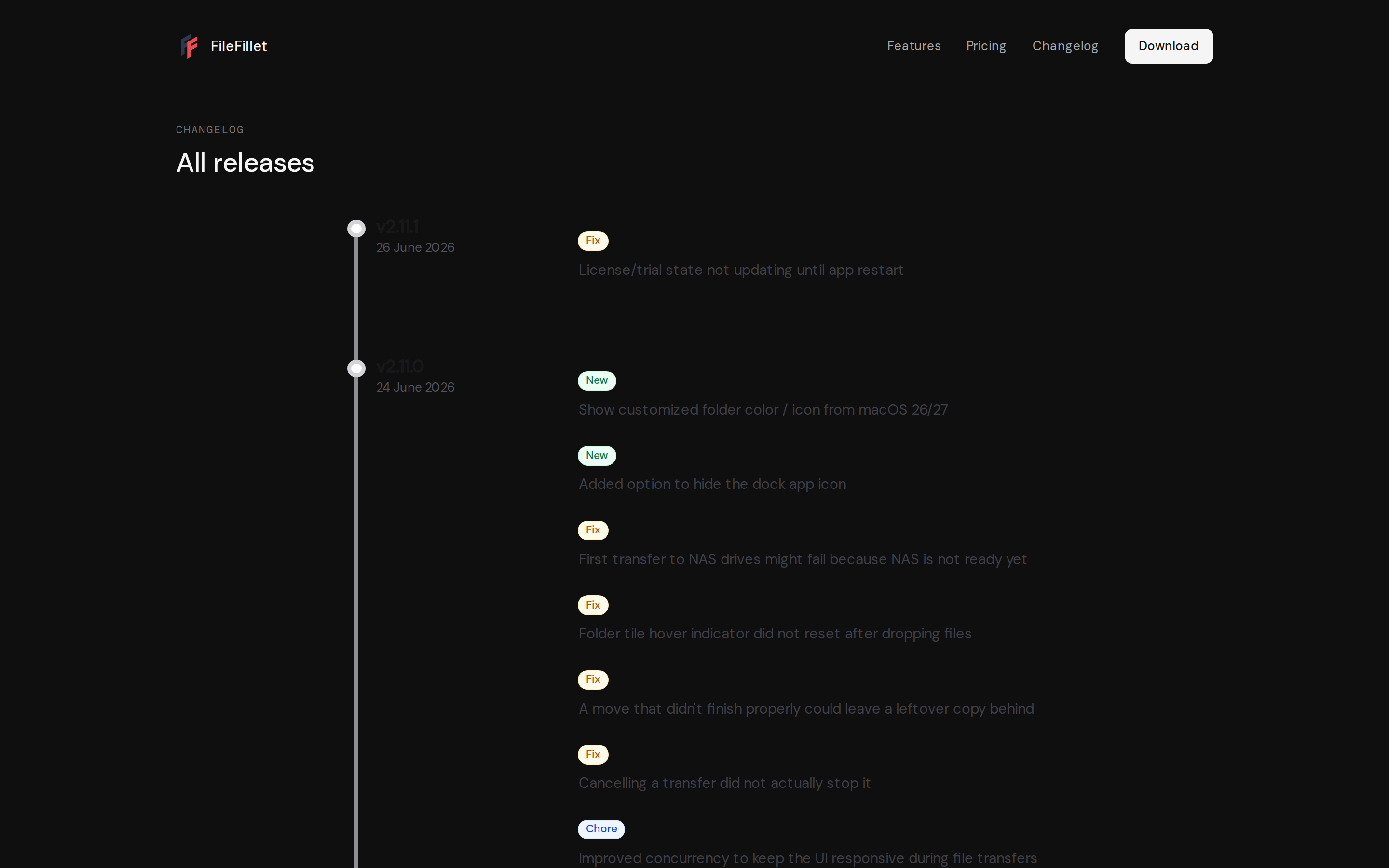 FileFillet — changelog