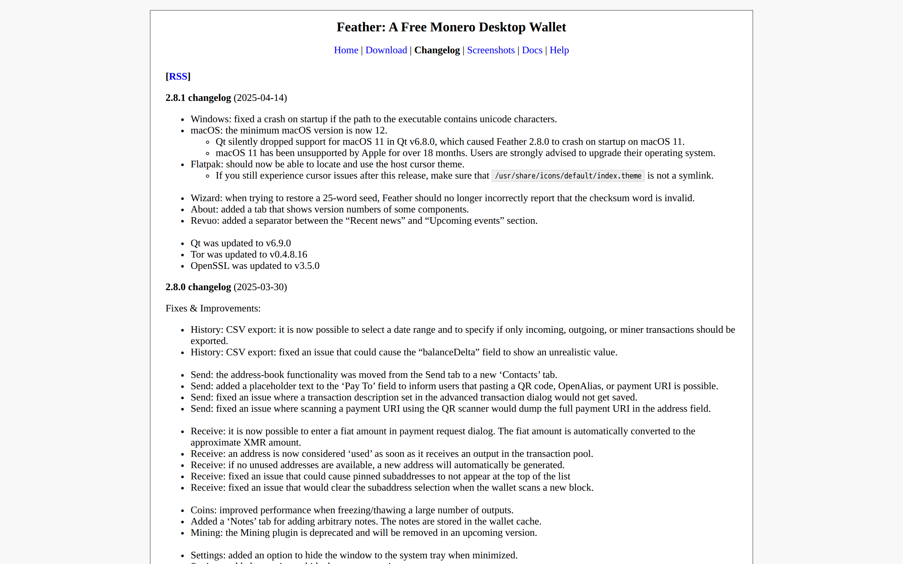 Feather — changelog