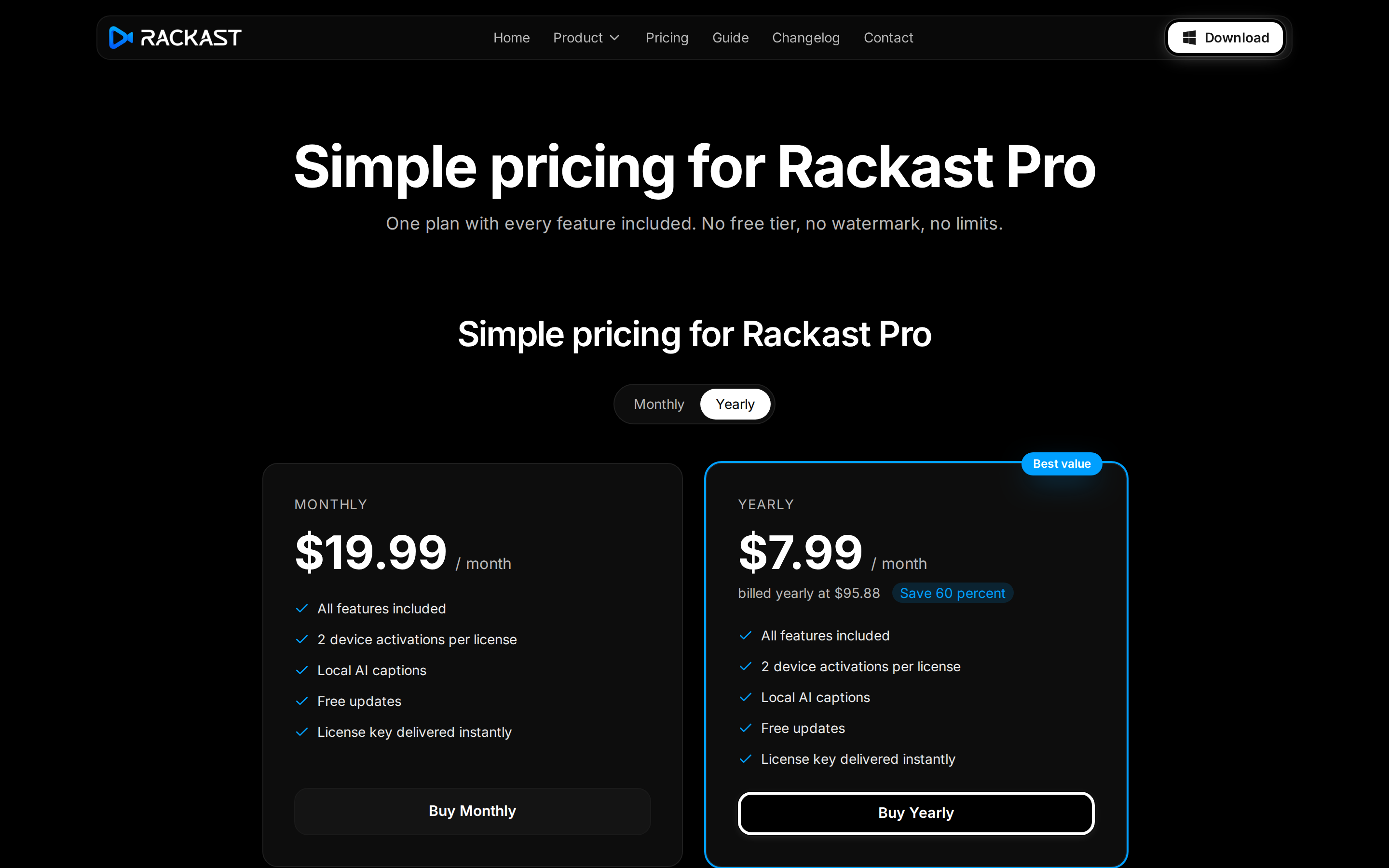 Rackast — pricing