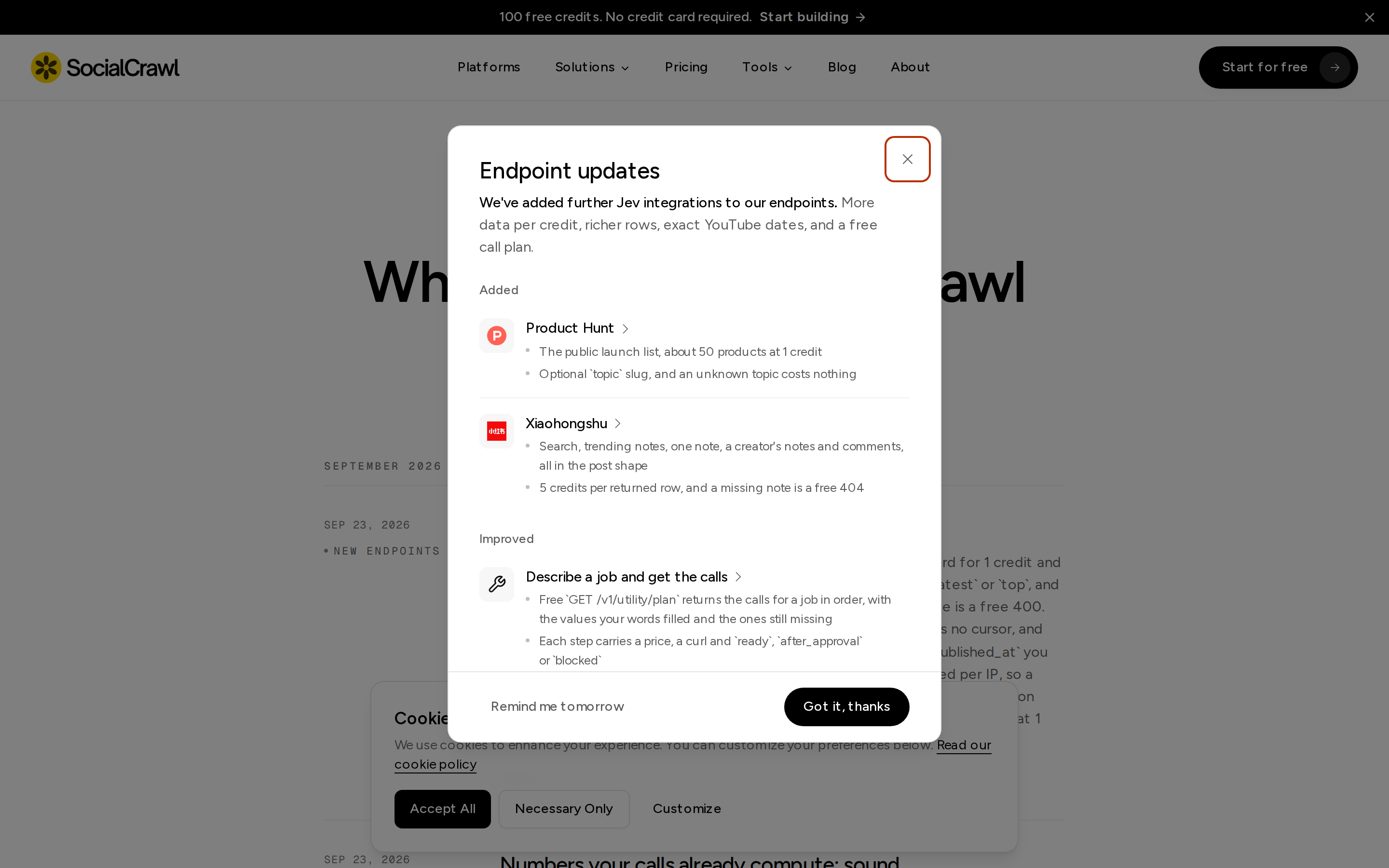 SocialCrawl — changelog