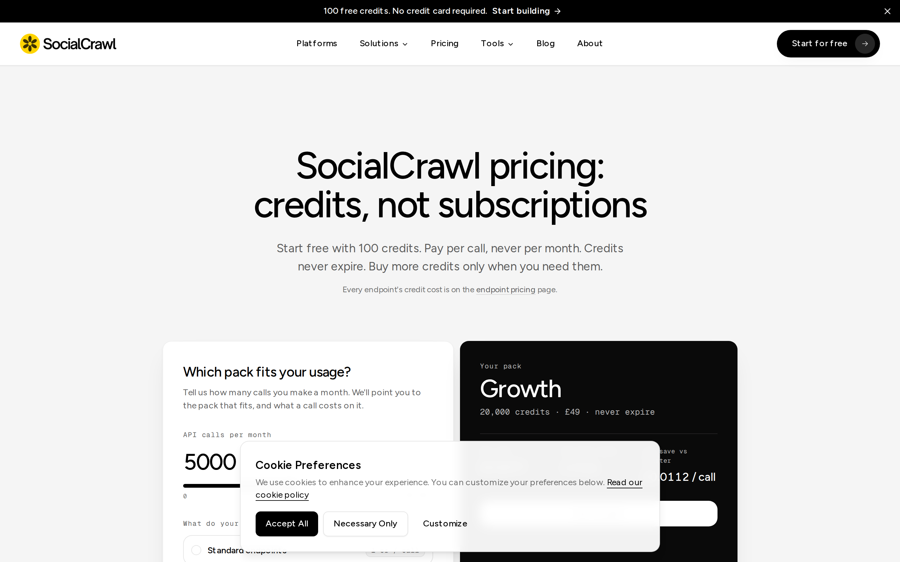 SocialCrawl — pricing