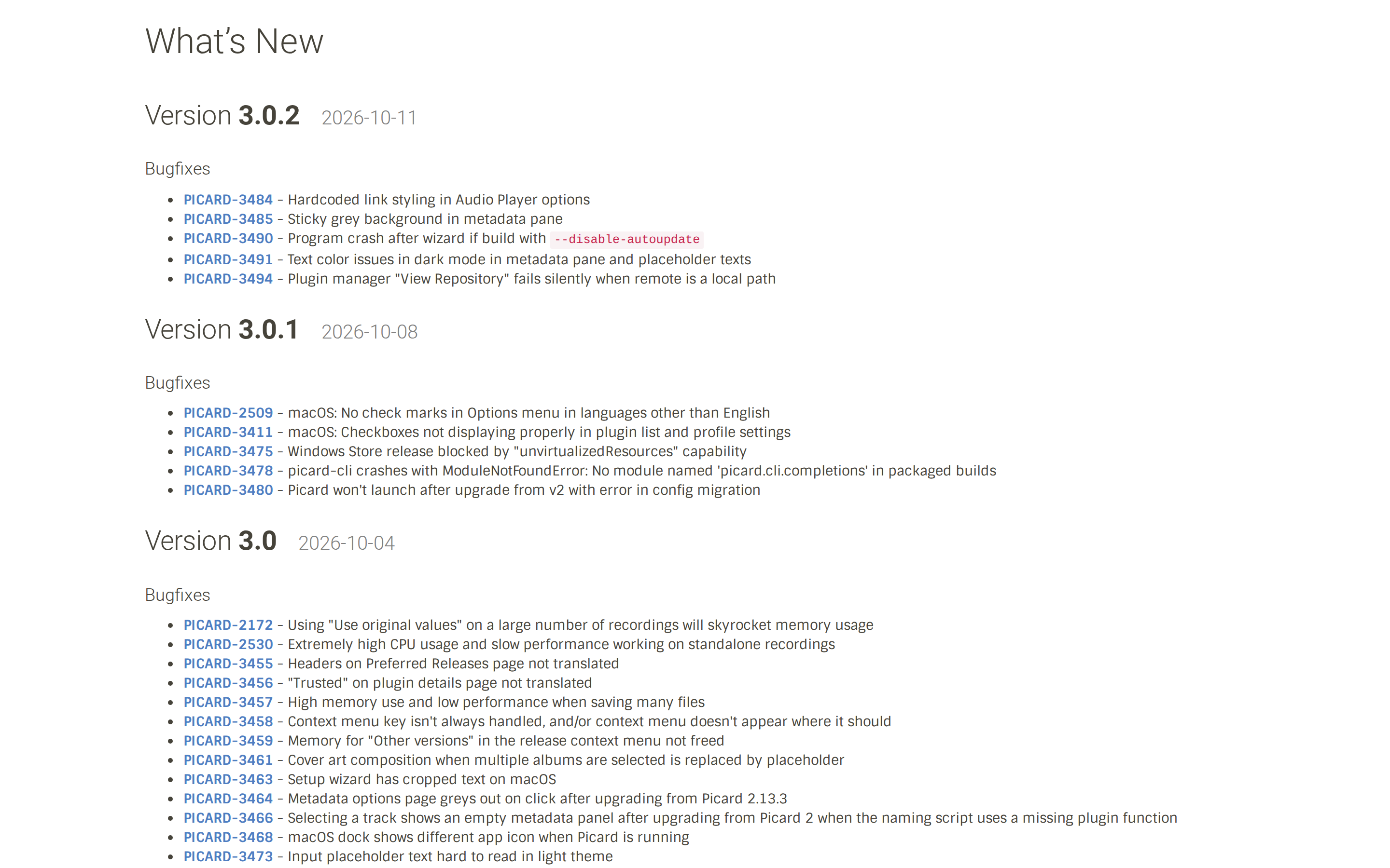 MusicBrainz Picard — changelog