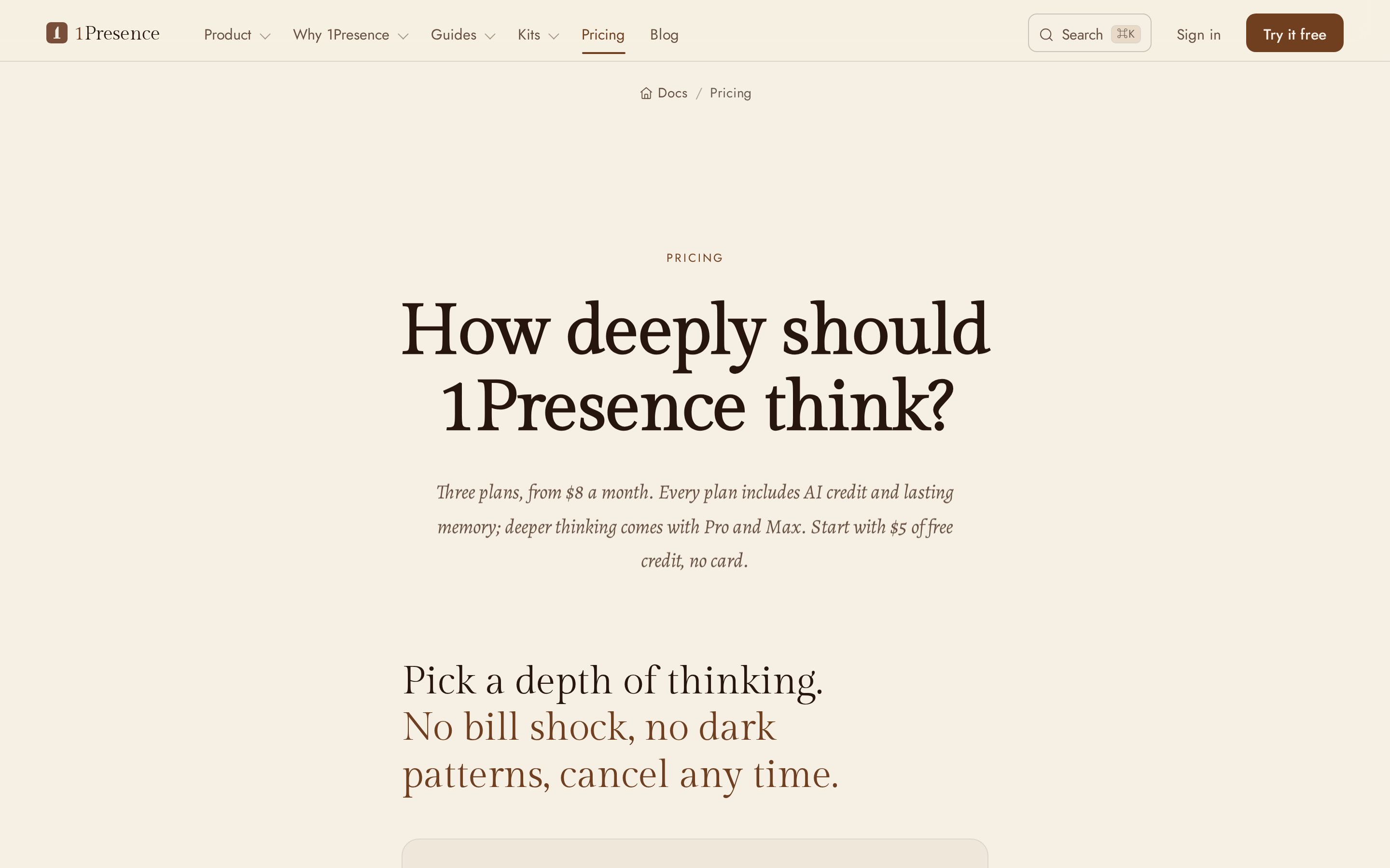 1Presence — pricing