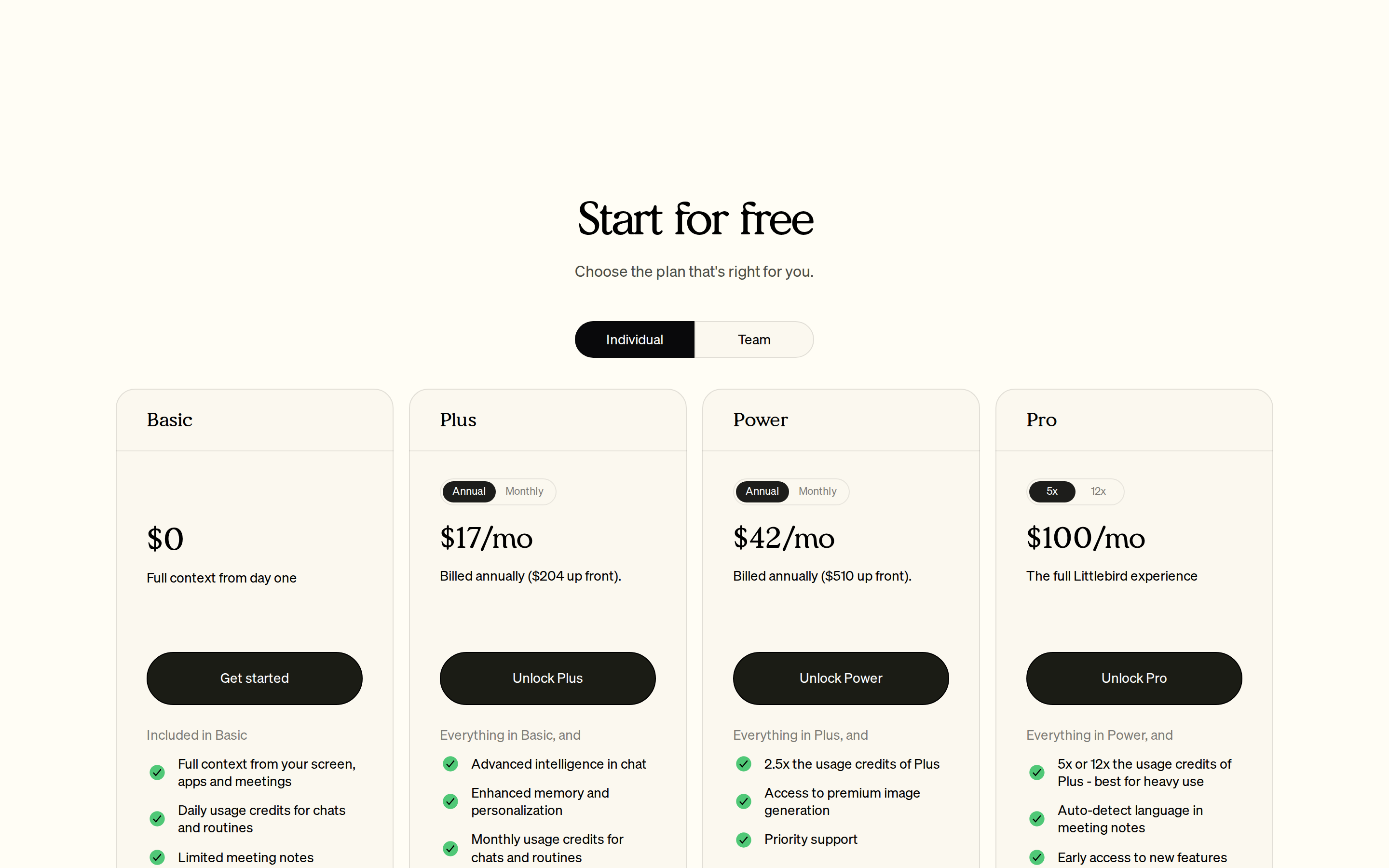 Littlebird — pricing