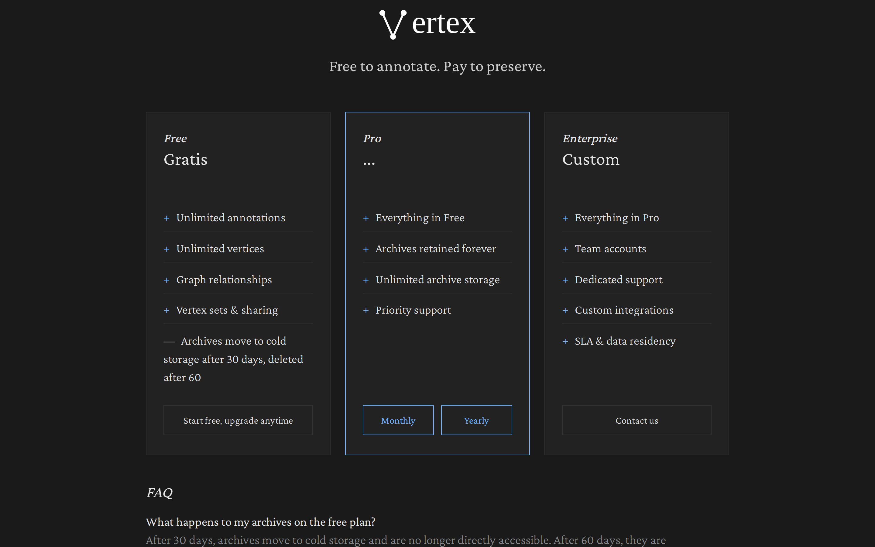Vertex — pricing