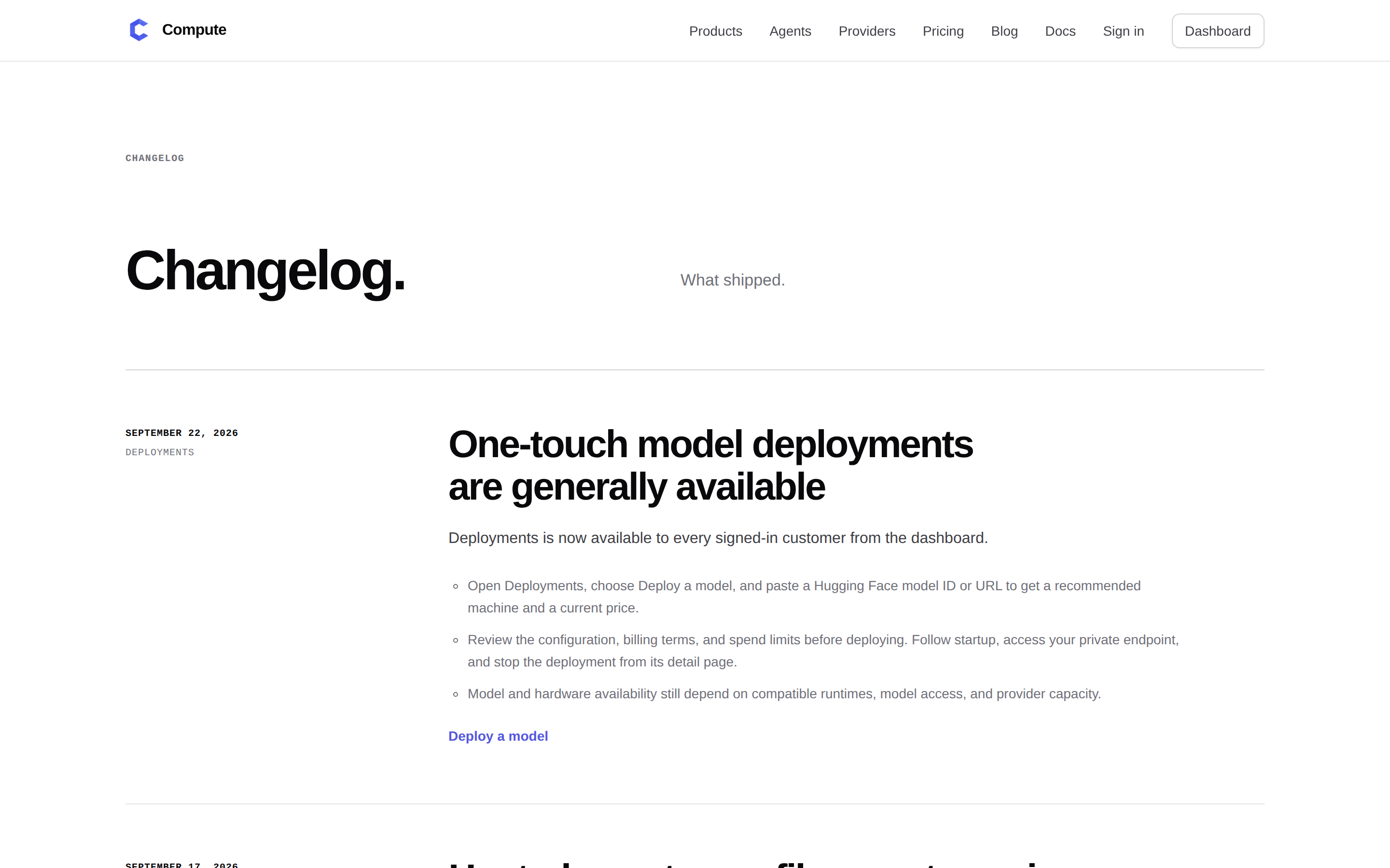 Compute — changelog