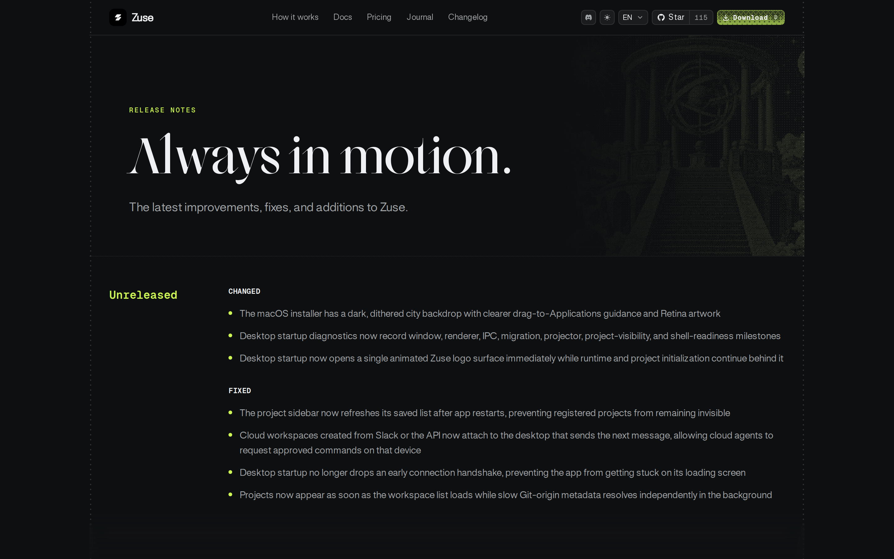 Zuse — changelog