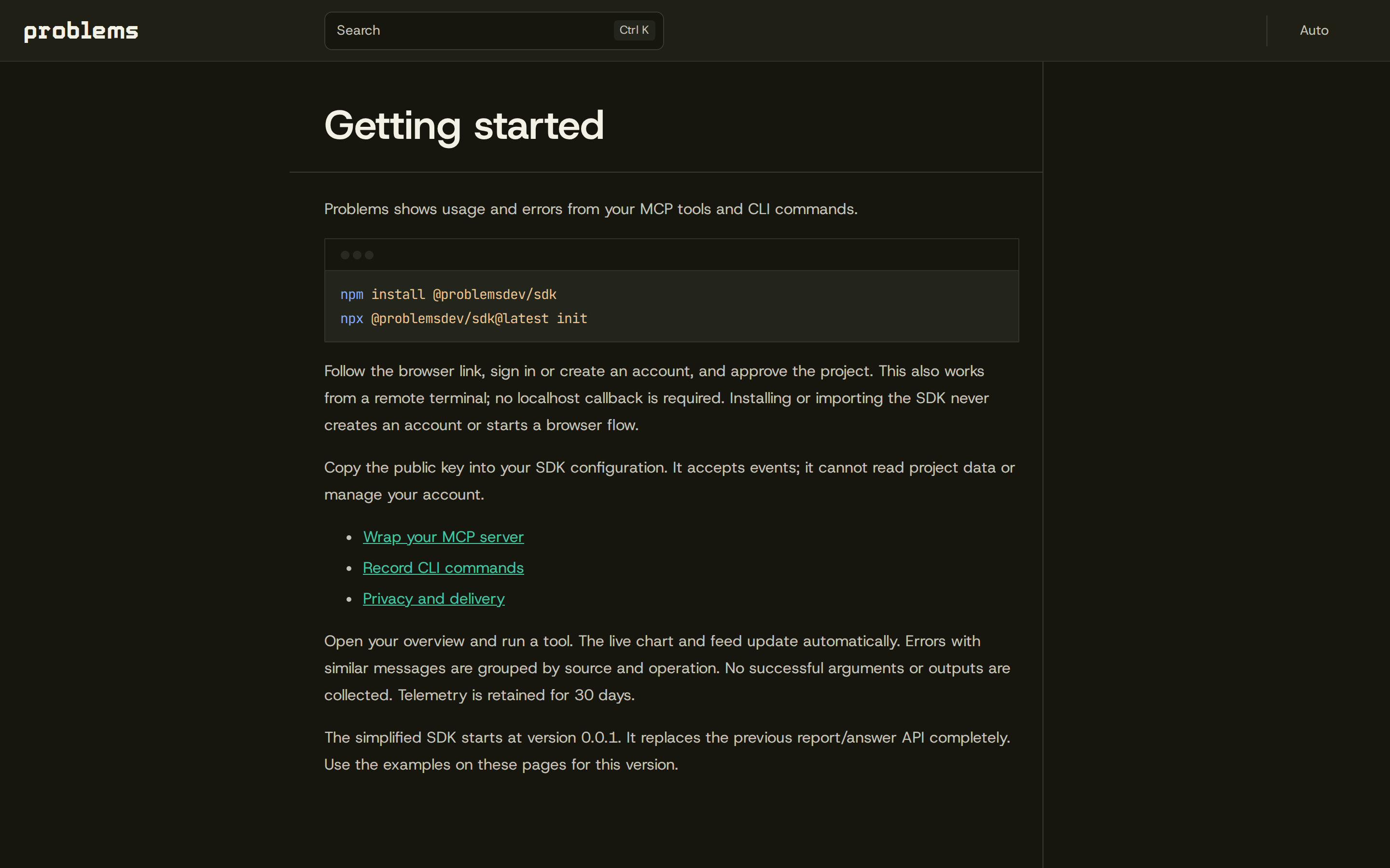 problems — docs