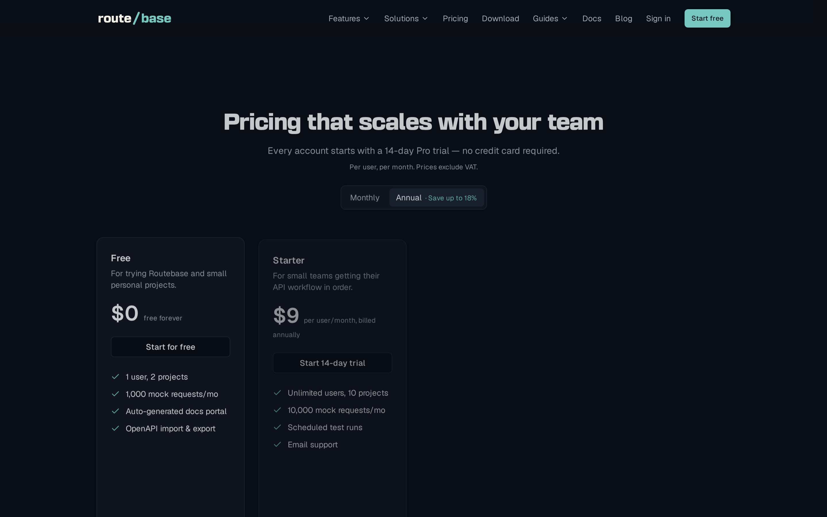 Routebase — pricing