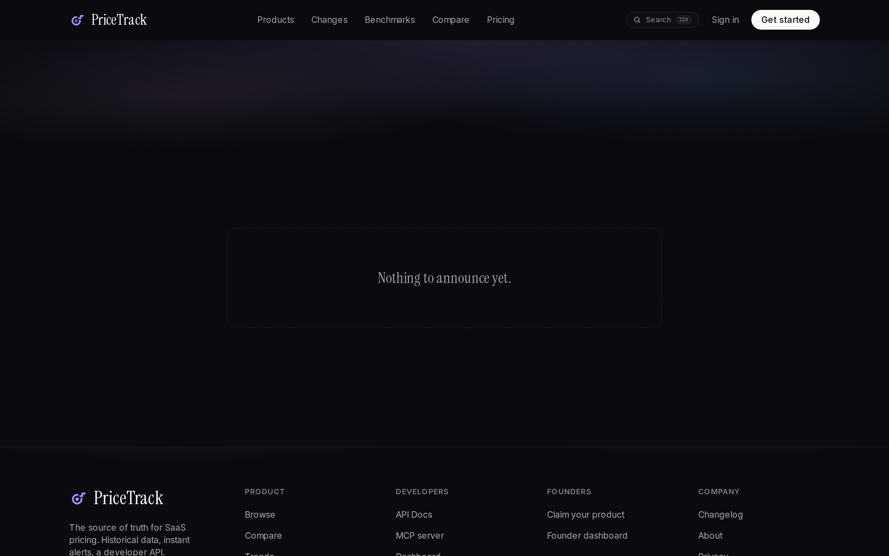 PriceTrack MCP server — changelog