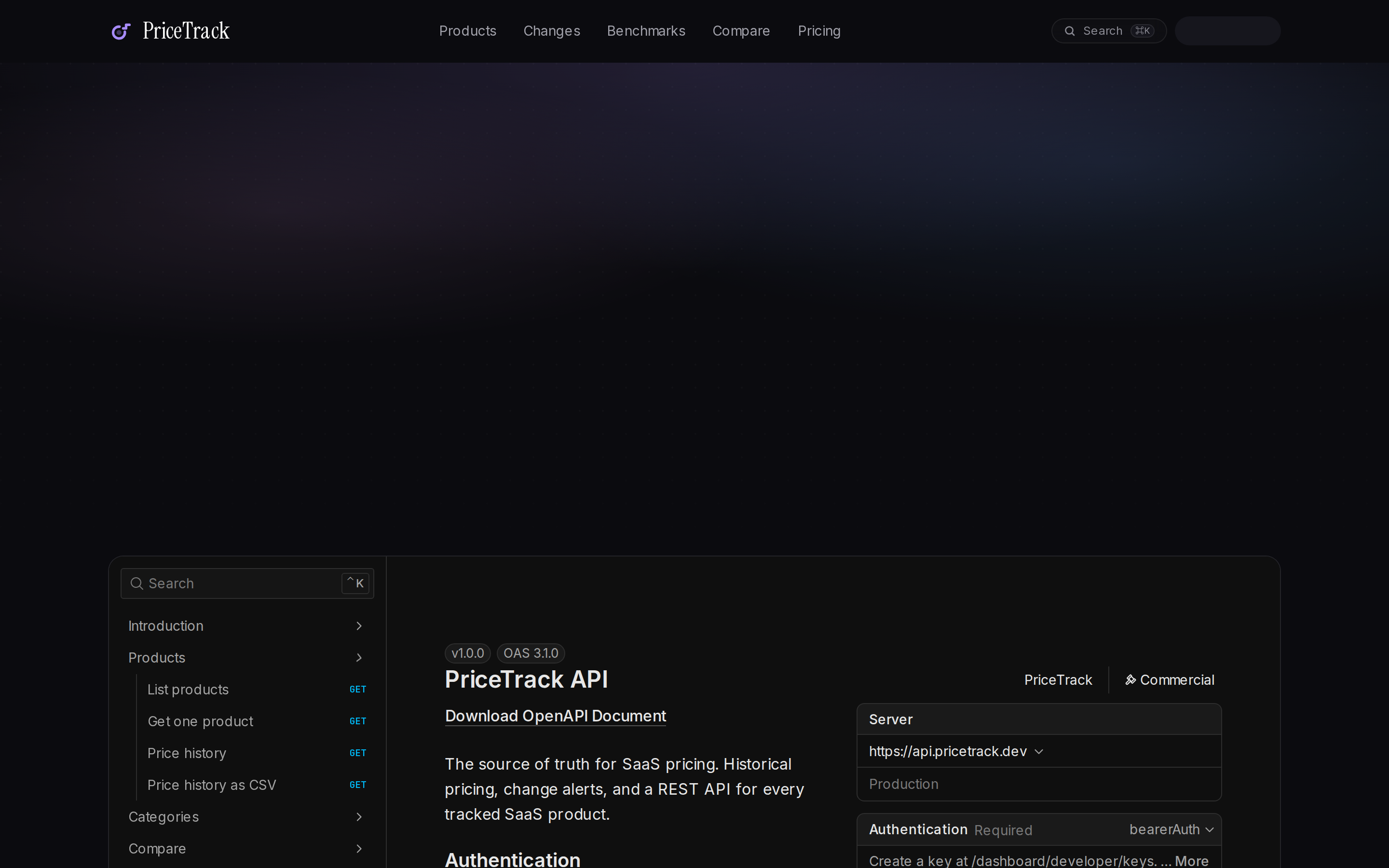 PriceTrack MCP server — docs