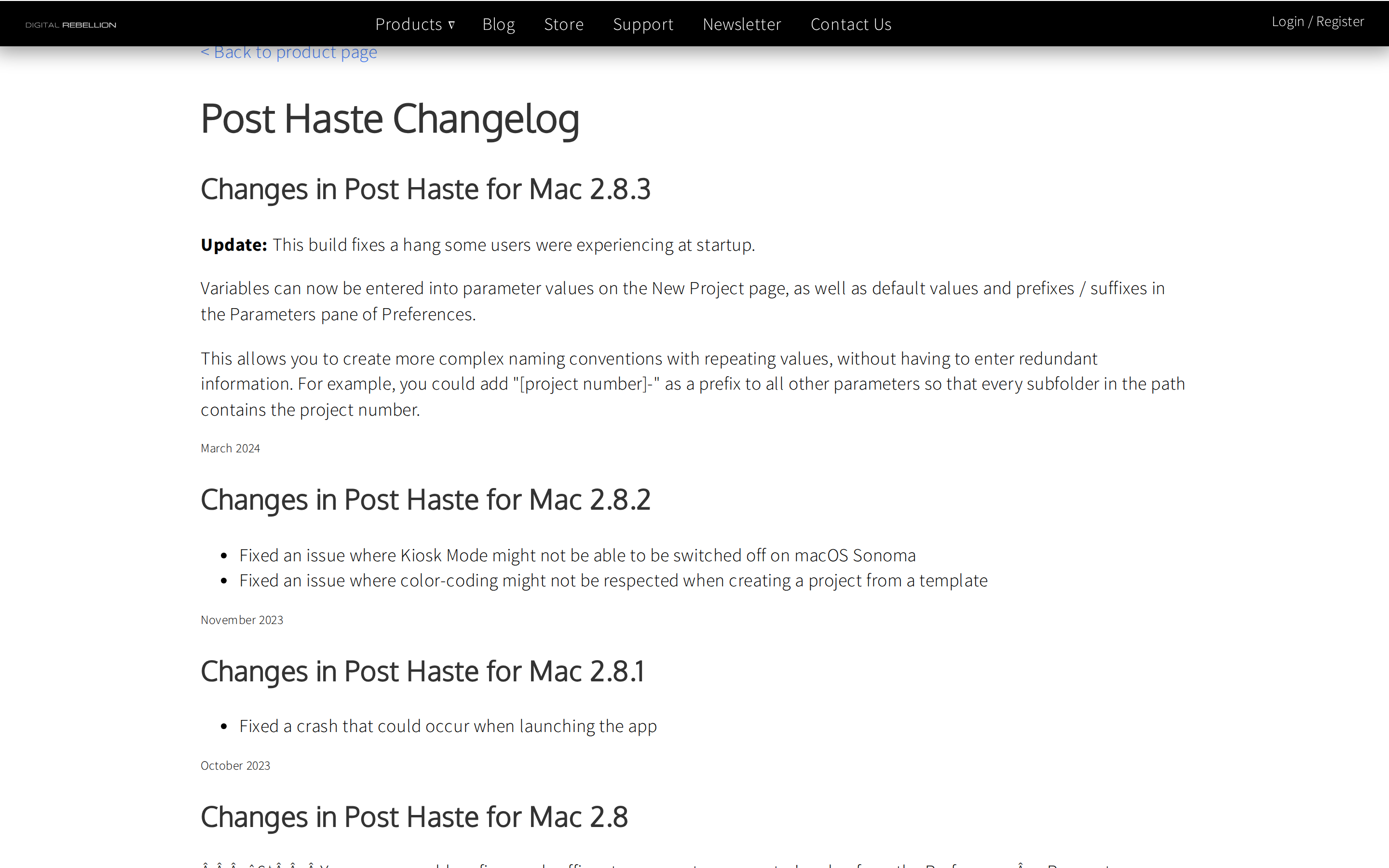 Post Haste — changelog