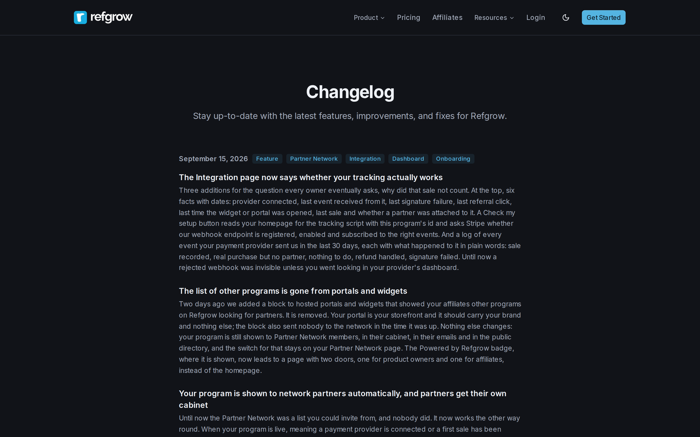 Refgrow CLI — changelog