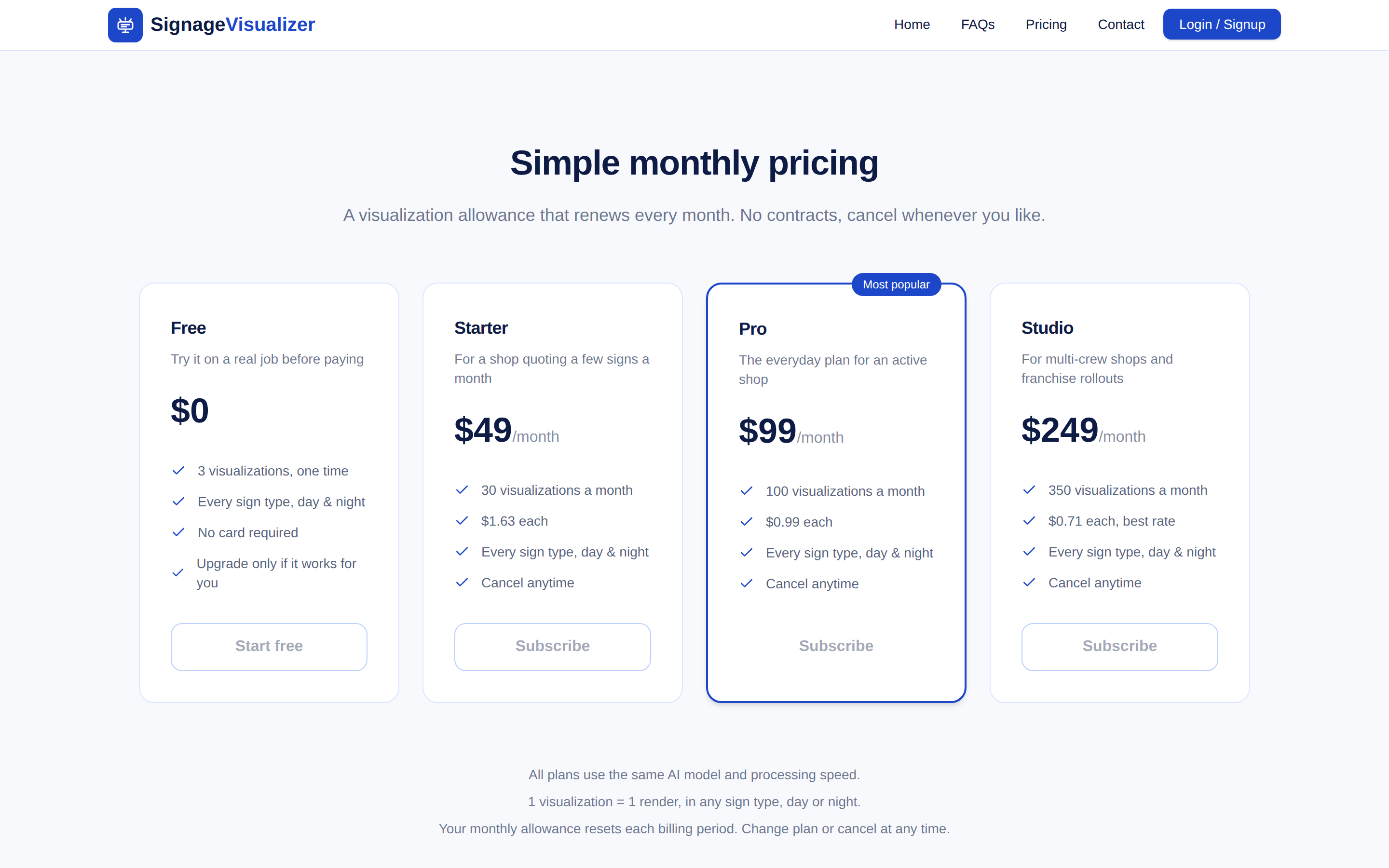 SignageVisualizer — pricing