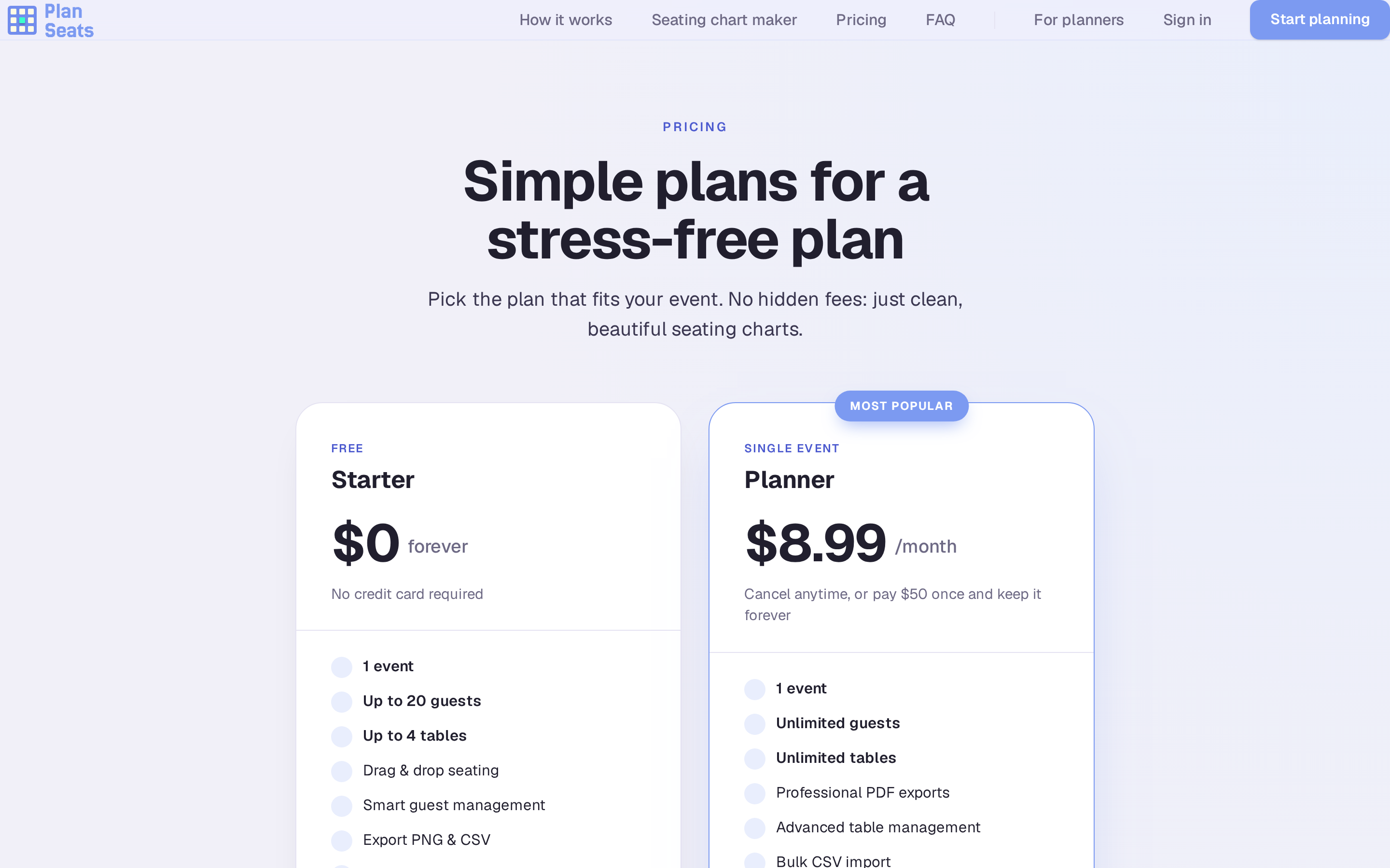 PlanSeats — pricing