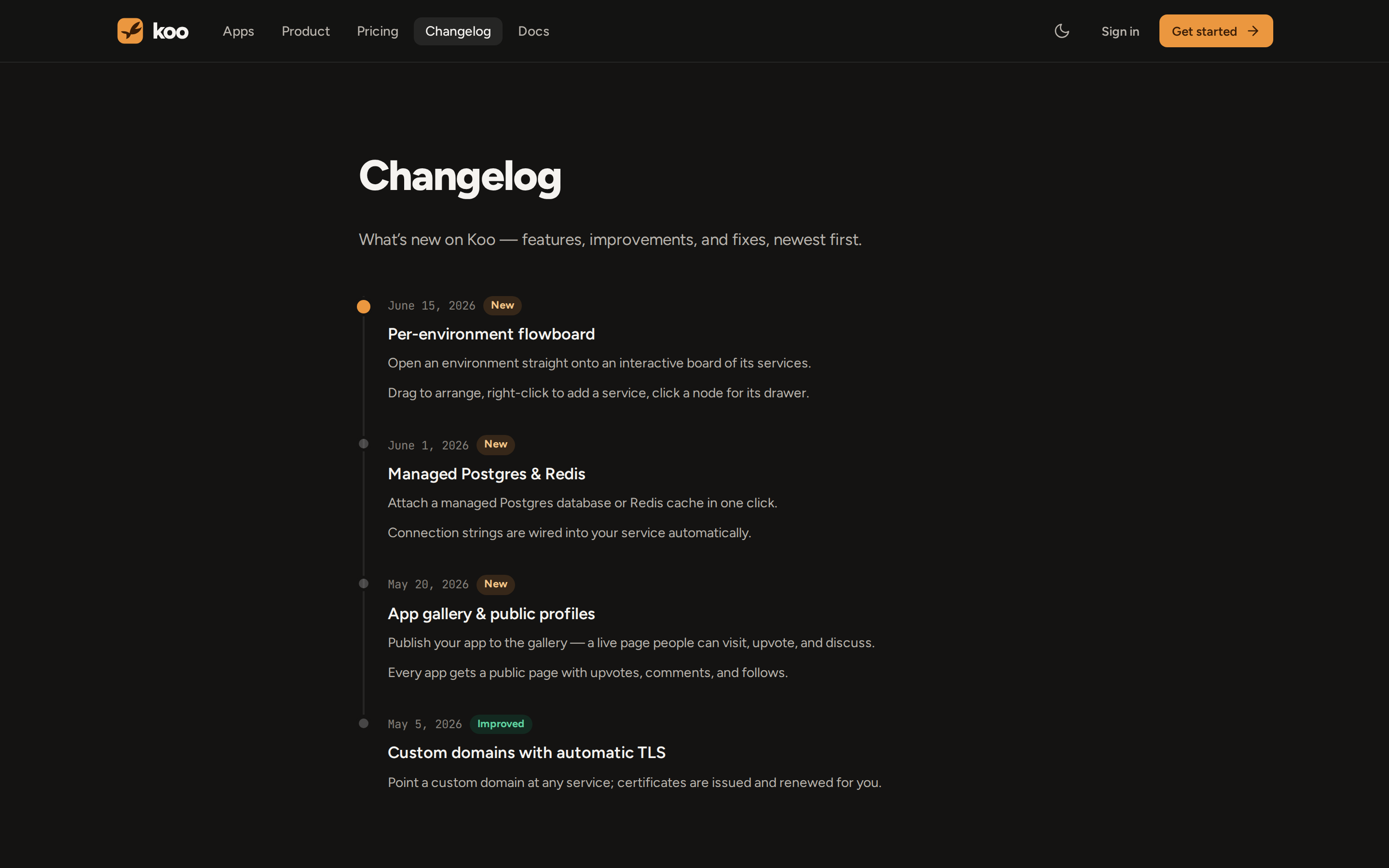 Koo — changelog