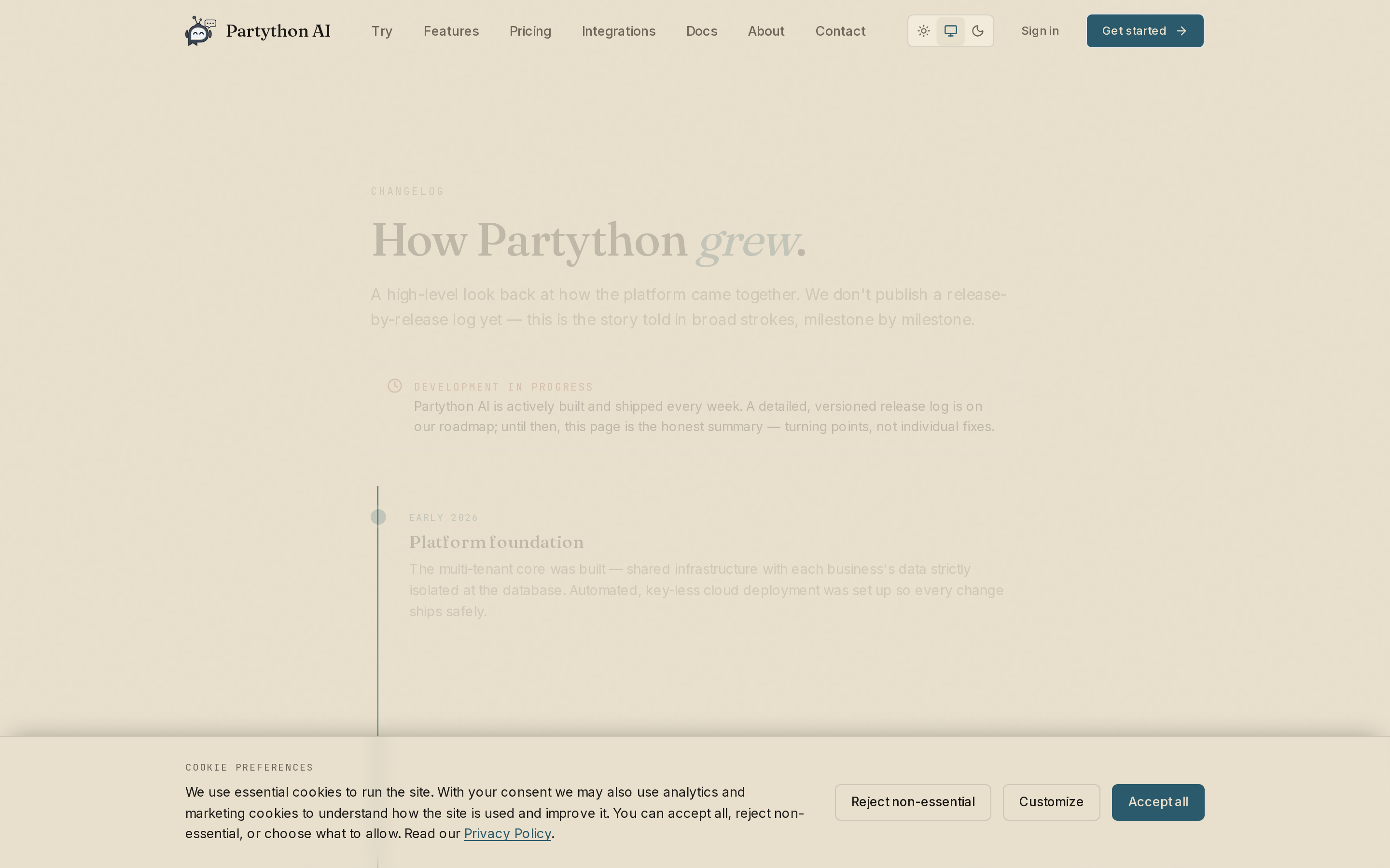 Partython AI — changelog
