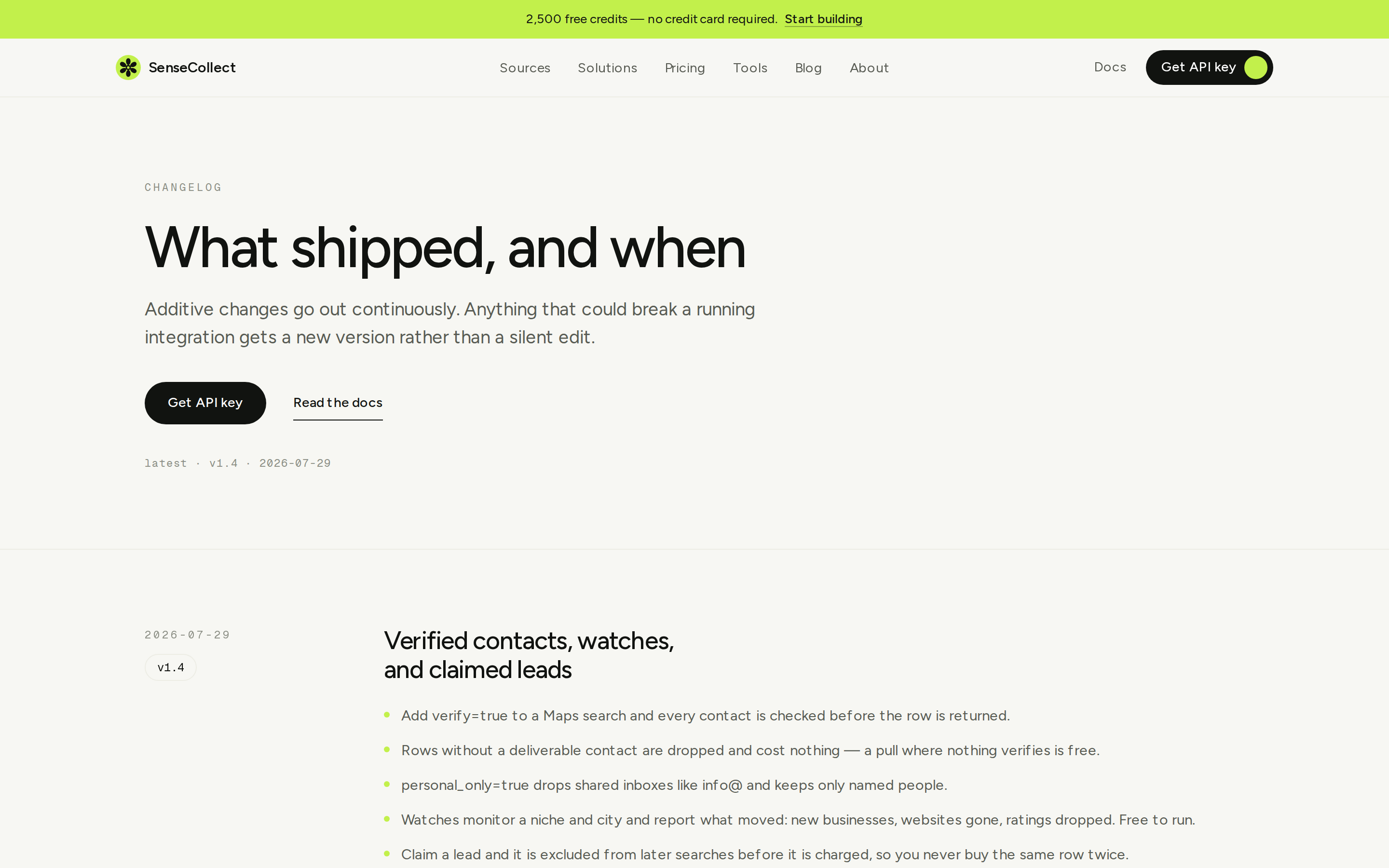 SenseCollect — changelog